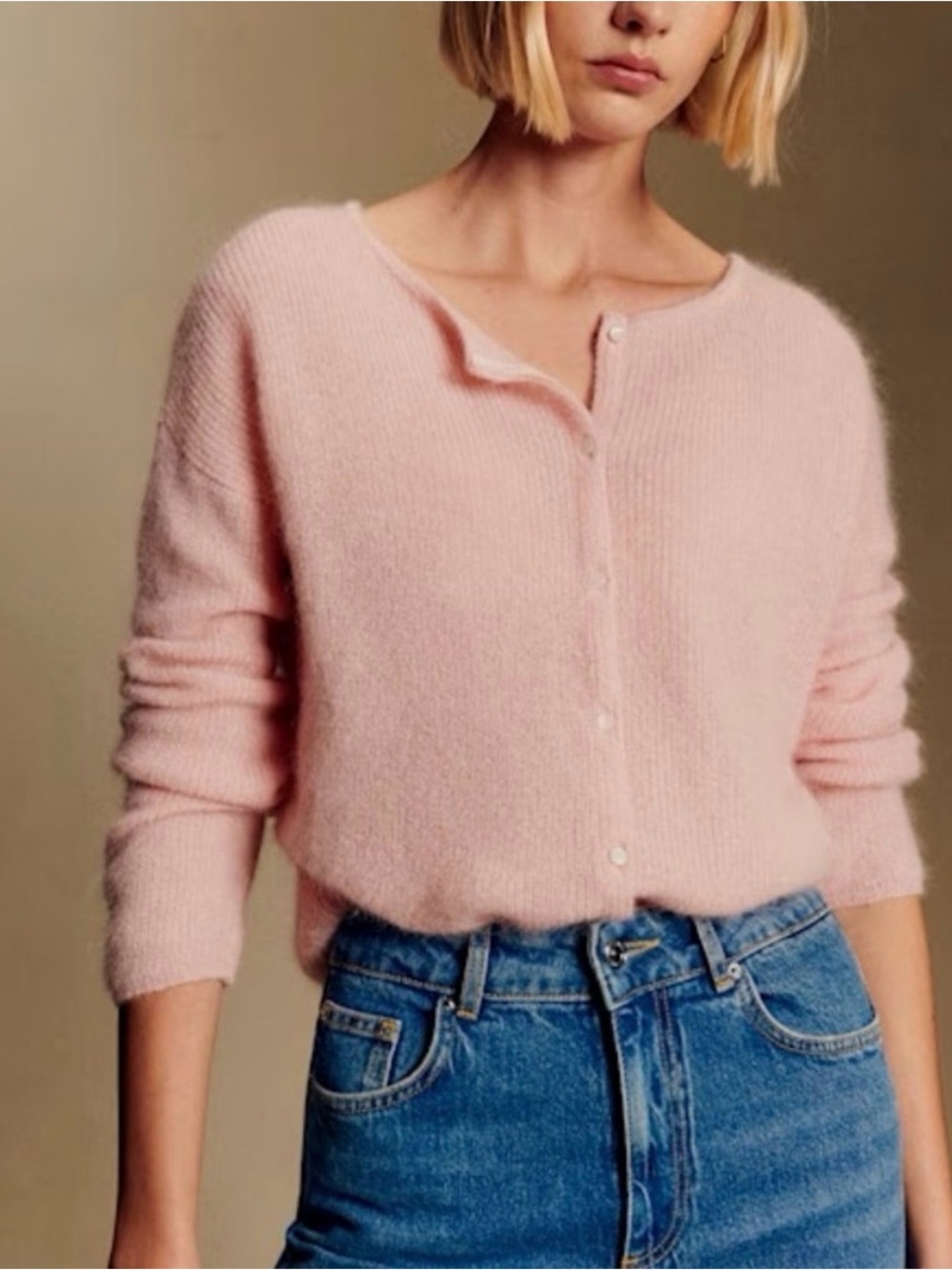 Sezane Gaspard Cardigan Powder Pink - Size S
